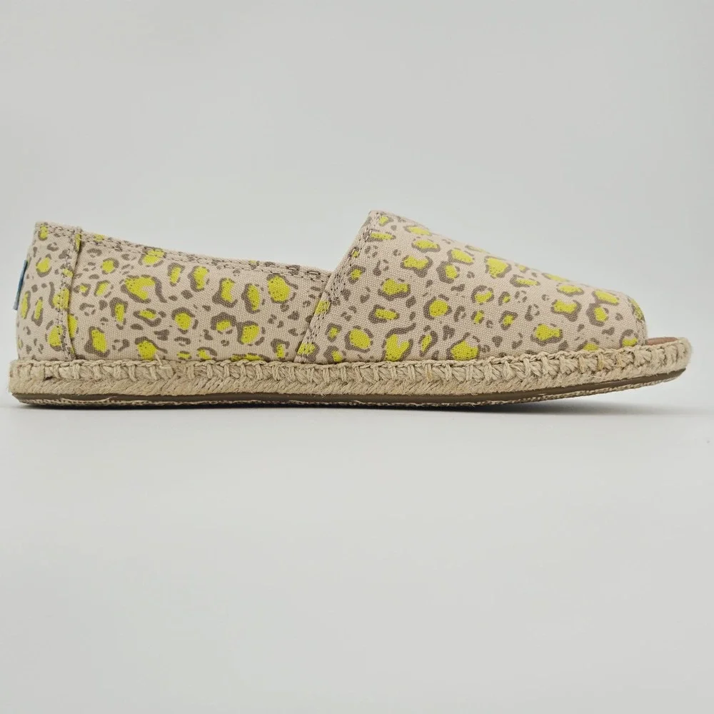TOMS Alpargata Open Toe Sandals Limeade Leopard Print Women's 8.5 EUR 39‎